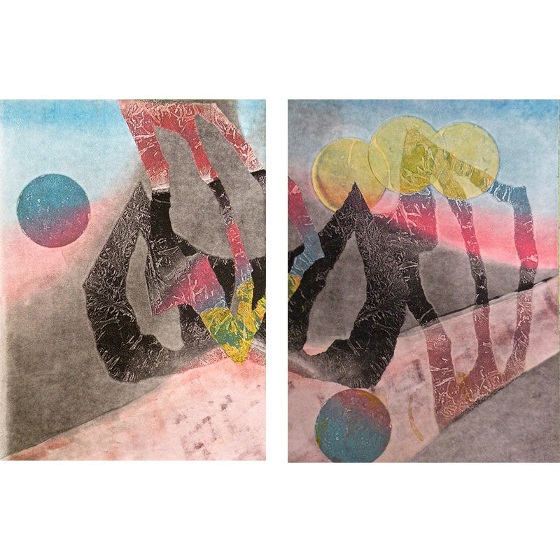 "Carnival" Monotype Diptych