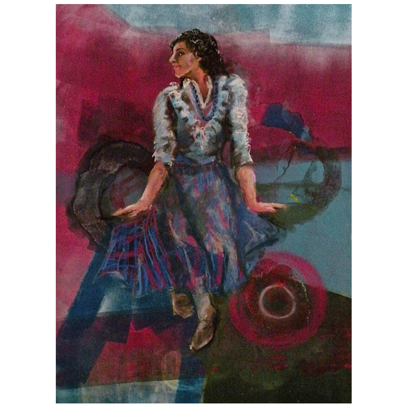 "Lady in Waiting" Mixed Media Pastel on Monoprint